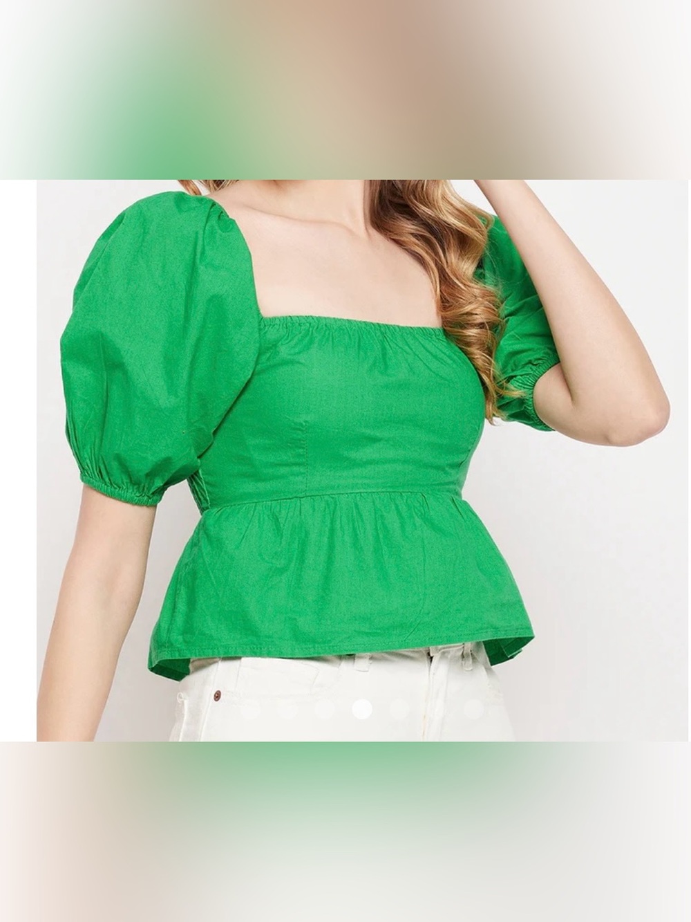 Sim & Sam Babydoll Poplin Top, Kelly Green, Sz M